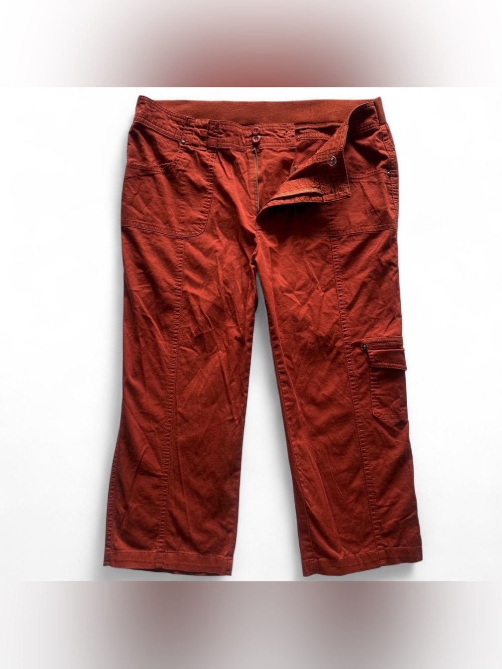 Christopher & Banks Orange Cotton Cargo Cropped Pants Women’s Size 12